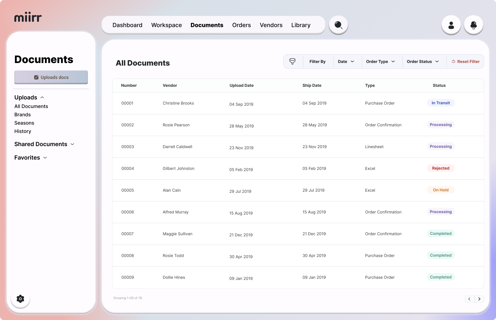 Figma sketch — Documents view